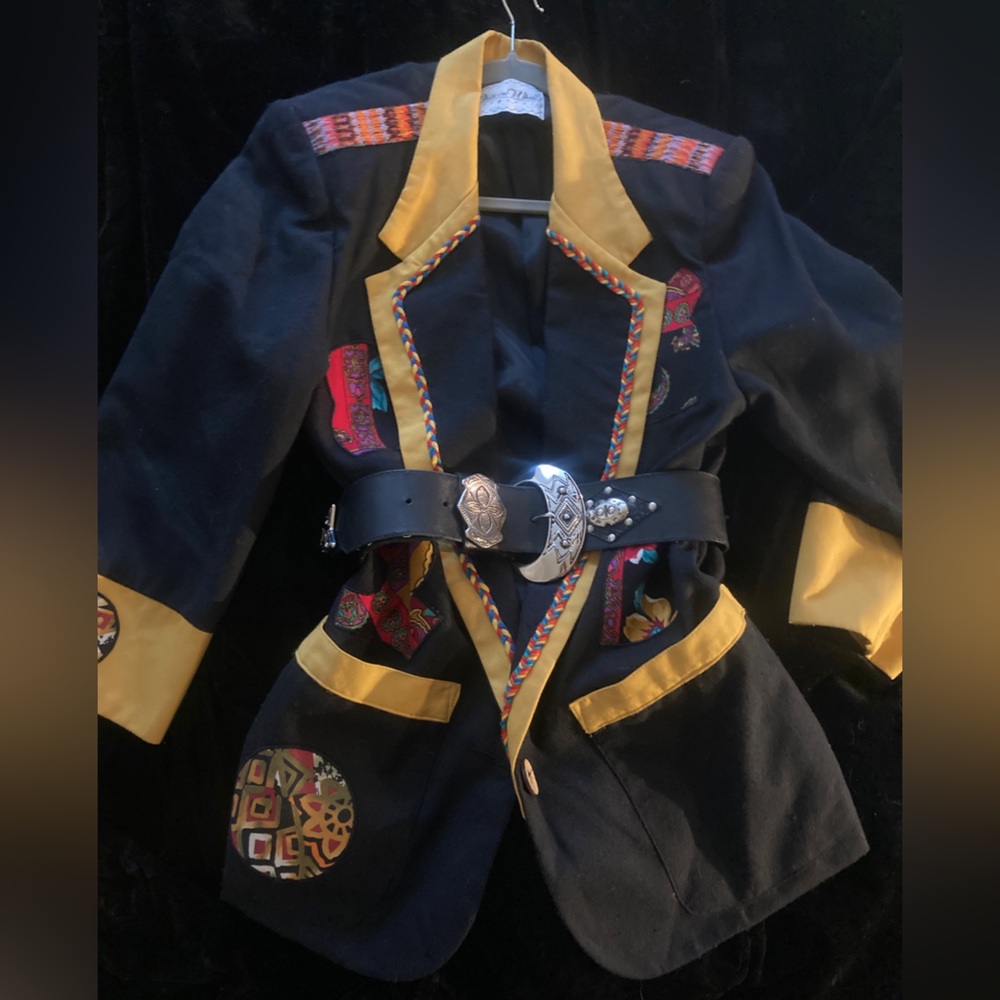 Vtg 80’s Western Patchwork Jacket Coat Blazer Top… - image 4